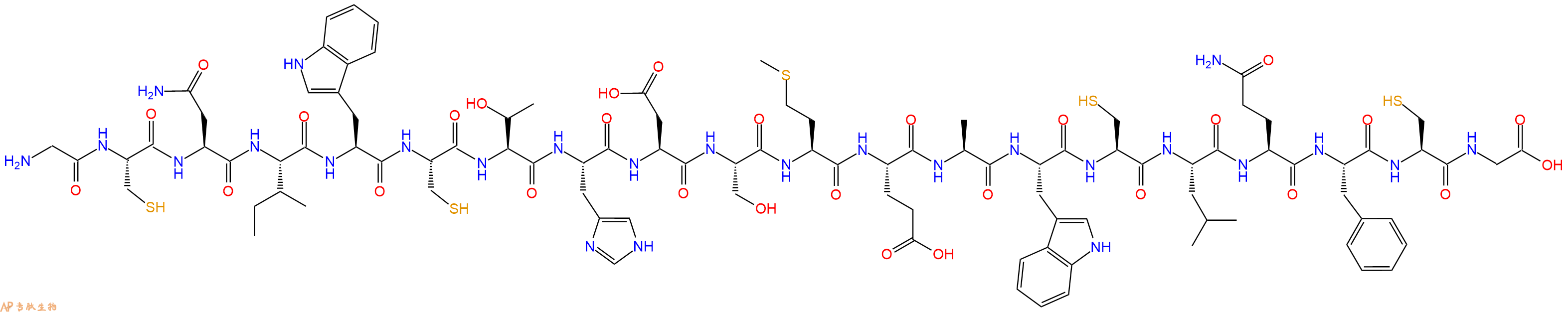 专肽生物产品H2N-Gly-Cys-Asn-Ile-Trp-Cys-Thr-His-Asp-Ser-Met-Glu-Ala-Trp-Cys-Leu-Gln-Phe-Cys-Gly-OH