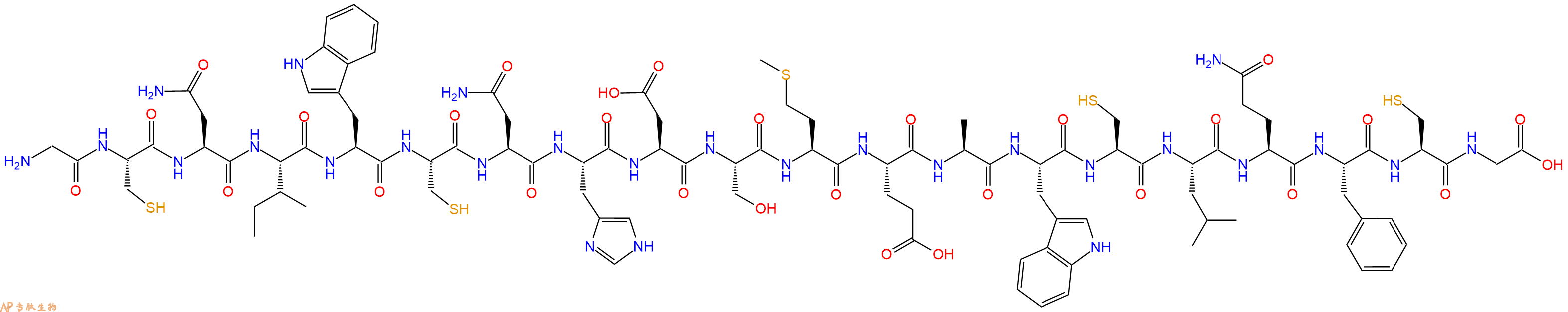 专肽生物产品H2N-Gly-Cys-Asn-Ile-Trp-Cys-Asn-His-Asp-Ser-Met-Glu-Ala-Trp-Cys-Leu-Gln-Phe-Cys-Gly-OH