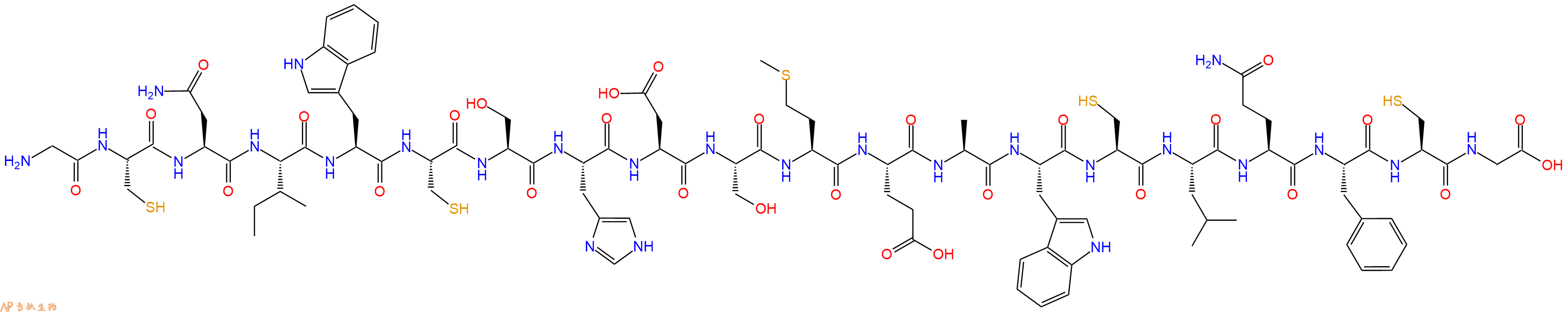 专肽生物产品H2N-Gly-Cys-Asn-Ile-Trp-Cys-Ser-His-Asp-Ser-Met-Glu-Ala-Trp-Cys-Leu-Gln-Phe-Cys-Gly-OH