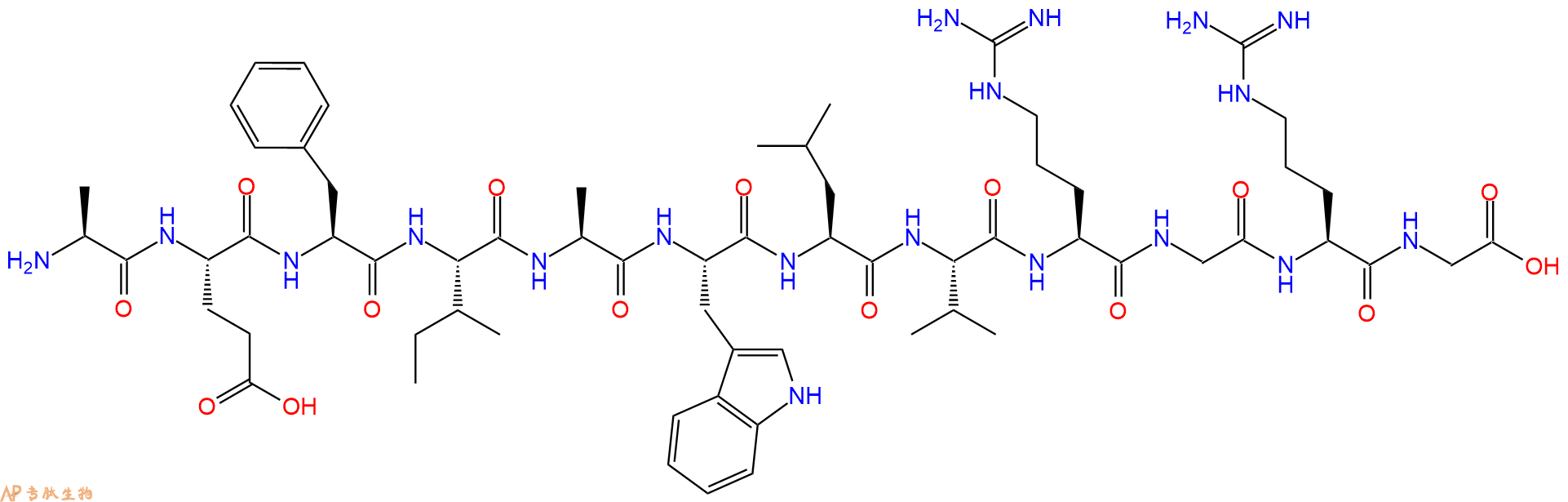 专肽生物产品H2N-Ala-Glu-Phe-Ile-Ala-Trp-Leu-Val-Arg-Gly-Arg-Gly-OH