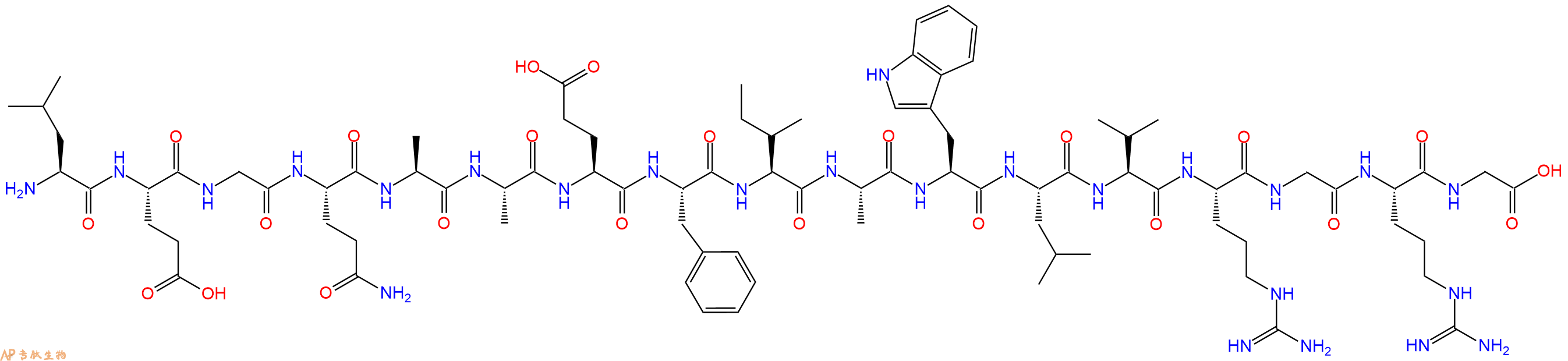 专肽生物产品H2N-Leu-Glu-Gly-Gln-Ala-Ala-Glu-Phe-Ile-Ala-Trp-Leu-Val-Arg-Gly-Arg-Gly-OH