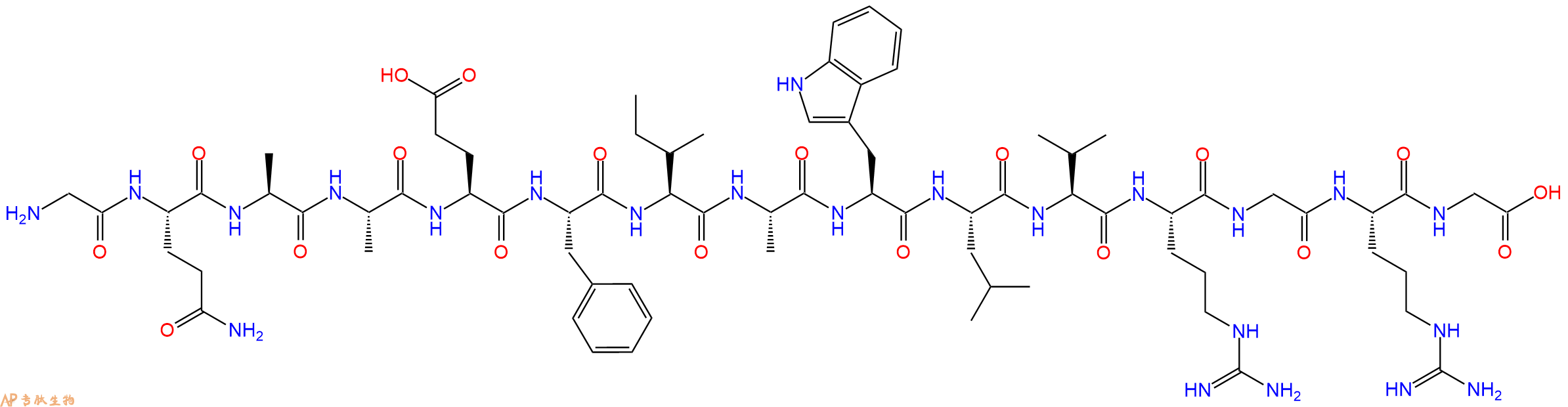 专肽生物产品H2N-Gly-Gln-Ala-Ala-Glu-Phe-Ile-Ala-Trp-Leu-Val-Arg-Gly-Arg-Gly-OH