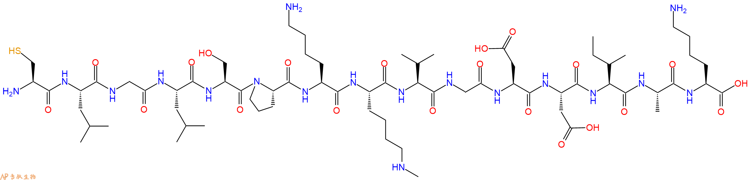 专肽生物产品H2N-Cys-Leu-Gly-Leu-Ser-Pro-Lys-Lys(Me)-Val-Gly-Asp-Asp-Ile-Ala-Lys-OH
