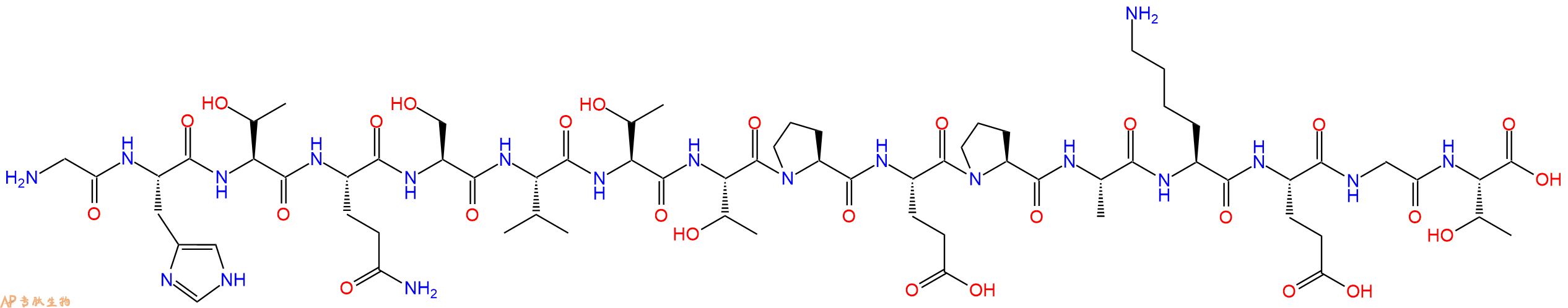 专肽生物产品H2N-Gly-His-Thr-Gln-Ser-Val-Thr-Thr-Pro-Glu-Pro-Ala-Lys-Glu-Gly-Thr-OH