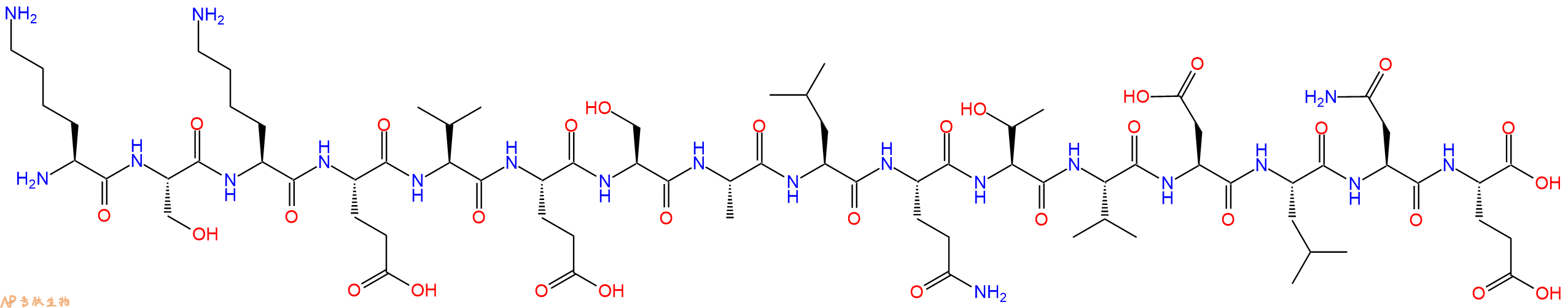专肽生物产品H2N-Lys-Ser-Lys-Glu-Val-Glu-Ser-Ala-Leu-Gln-Thr-Val-Asp-Leu-Asn-Glu-OH