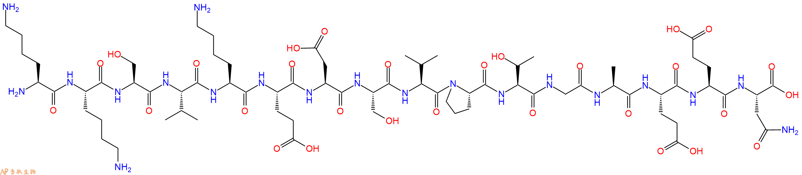 专肽生物产品H2N-Lys-Lys-Ser-Val-Lys-Glu-Asp-Ser-Val-Pro-Thr-Gly-Ala-Glu-Glu-Asn-OH