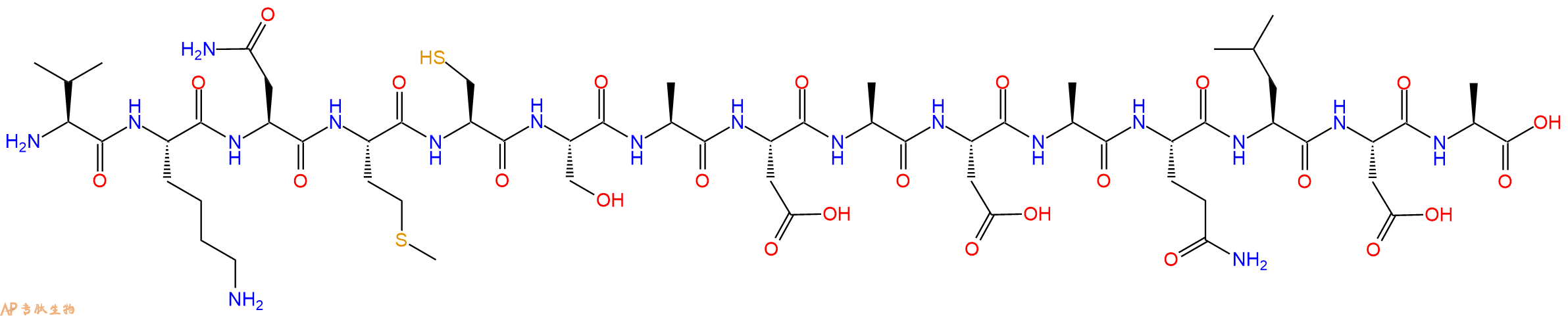 专肽生物产品H2N-Val-Lys-Asn-Met-Cys-Ser-Ala-Asp-Ala-Asp-Ala-Gln-Leu-Asp-Ala-OH
