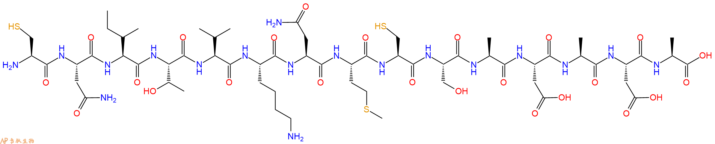专肽生物产品H2N-Cys-Asn-Ile-Thr-Val-Lys-Asn-Met-Cys-Ser-Ala-Asp-Ala-Asp-Ala-OH