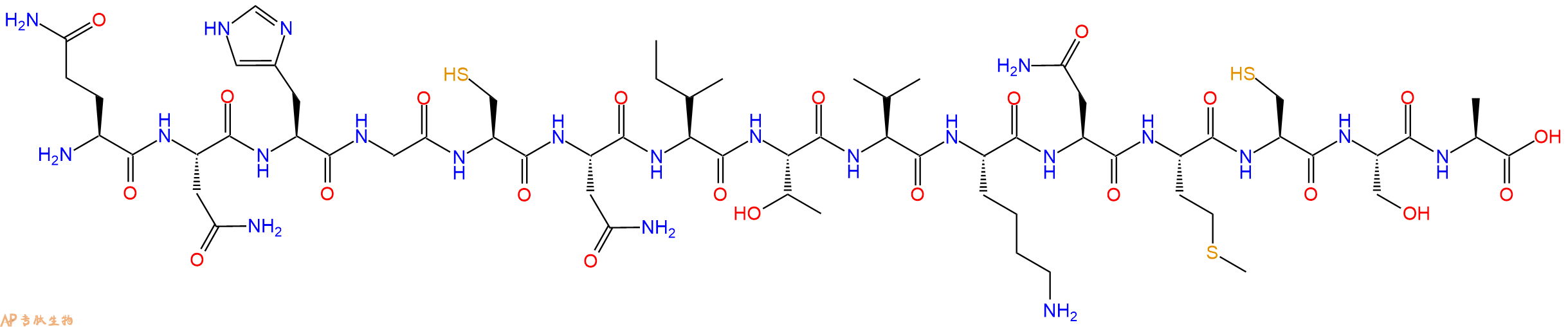 专肽生物产品H2N-Gln-Asn-His-Gly-Cys-Asn-Ile-Thr-Val-Lys-Asn-Met-Cys-Ser-Ala-OH