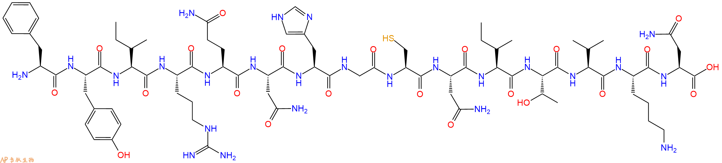 专肽生物产品H2N-Phe-Tyr-Ile-Arg-Gln-Asn-His-Gly-Cys-Asn-Ile-Thr-Val-Lys-Asn-OH