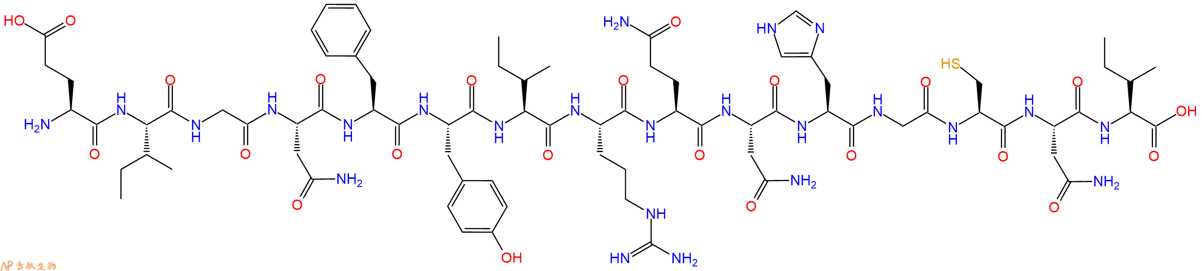 专肽生物产品H2N-Glu-Ile-Gly-Asn-Phe-Tyr-Ile-Arg-Gln-Asn-His-Gly-Cys-Asn-Ile-OH