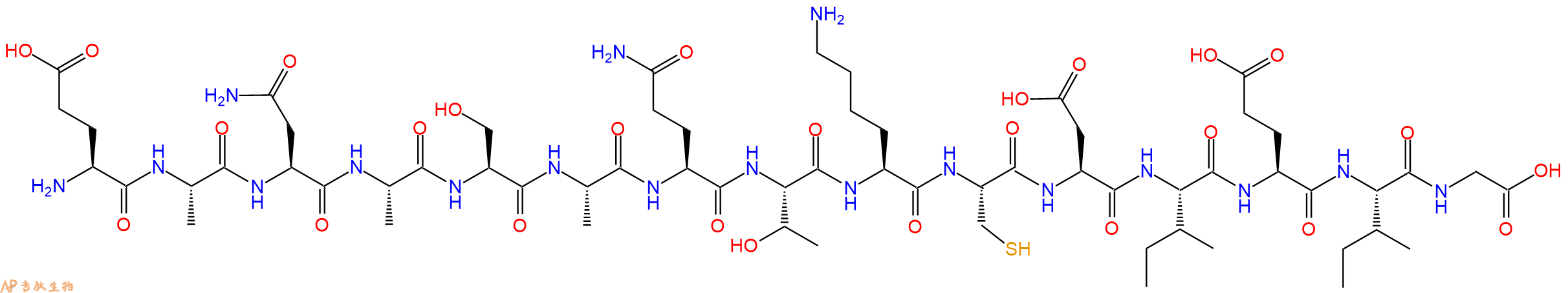 专肽生物产品H2N-Glu-Ala-Asn-Ala-Ser-Ala-Gln-Thr-Lys-Cys-Asp-Ile-Glu-Ile-Gly-OH