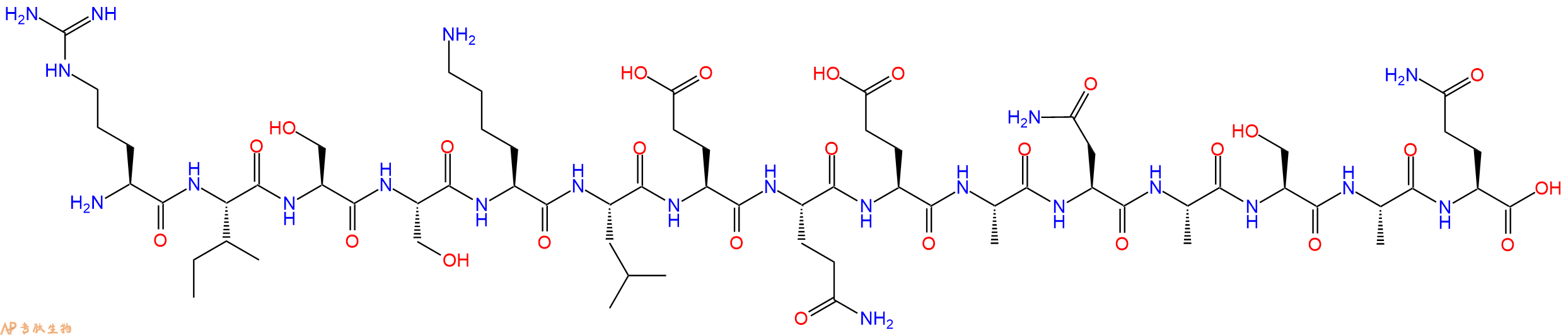 专肽生物产品H2N-Arg-Ile-Ser-Ser-Lys-Leu-Glu-Gln-Glu-Ala-Asn-Ala-Ser-Ala-Gln-OH