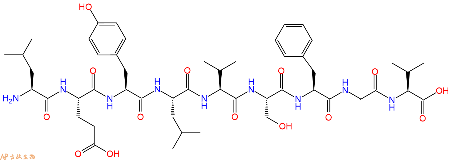 专肽生物产品H2N-Leu-Glu-Tyr-Leu-Val-Ser-Phe-Gly-Val-OH