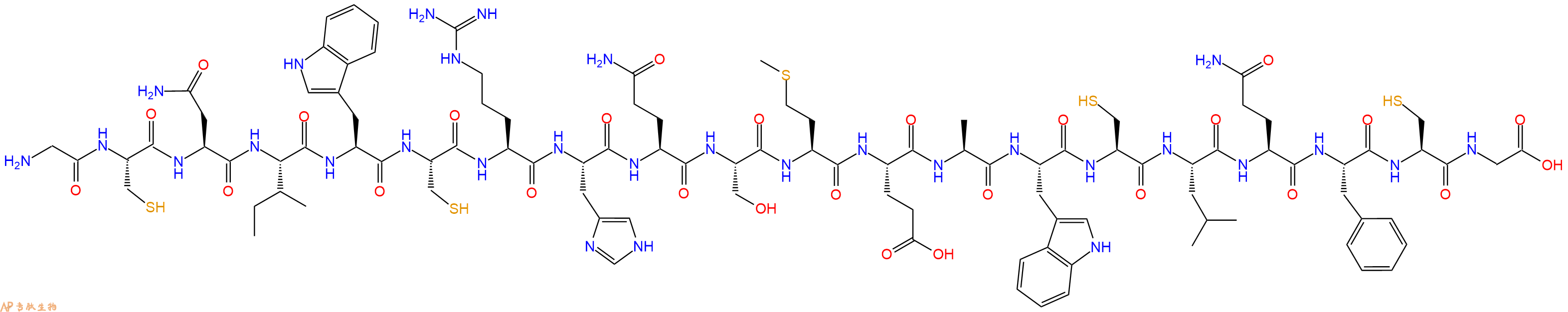 专肽生物产品H2N-Gly-Cys-Asn-Ile-Trp-Cys-Arg-His-Gln-Ser-Met-Glu-Ala-Trp-Cys-Leu-Gln-Phe-Cys-Gly-OH