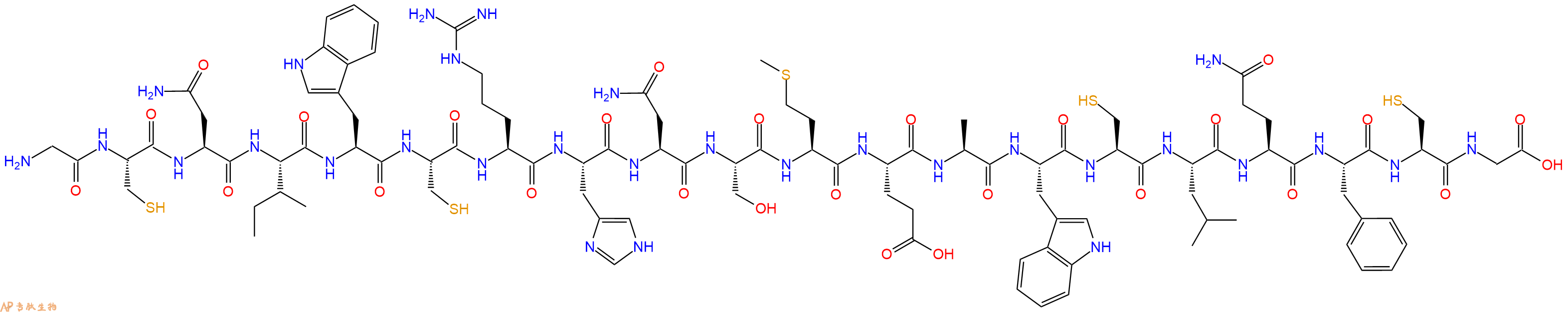 专肽生物产品H2N-Gly-Cys-Asn-Ile-Trp-Cys-Arg-His-Asn-Ser-Met-Glu-Ala-Trp-Cys-Leu-Gln-Phe-Cys-Gly-OH