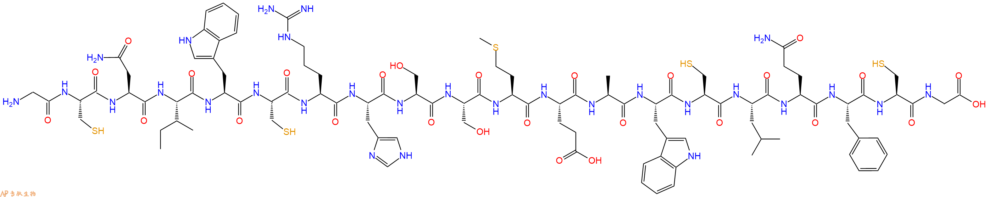 专肽生物产品H2N-Gly-Cys-Asn-Ile-Trp-Cys-Arg-His-Ser-Ser-Met-Glu-Ala-Trp-Cys-Leu-Gln-Phe-Cys-Gly-OH