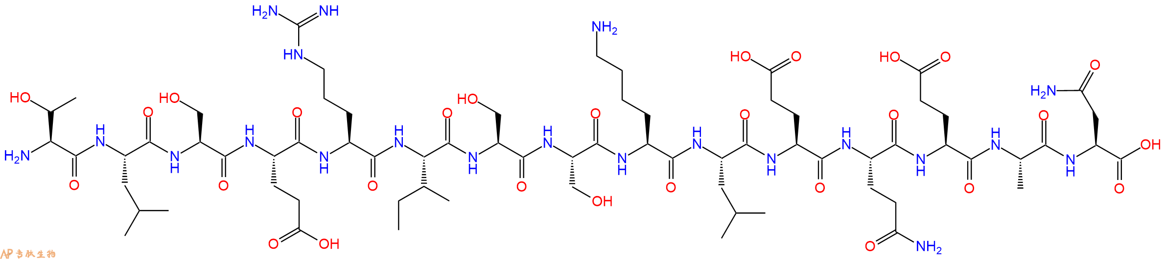 专肽生物产品H2N-Thr-Leu-Ser-Glu-Arg-Ile-Ser-Ser-Lys-Leu-Glu-Gln-Glu-Ala-Asn-OH