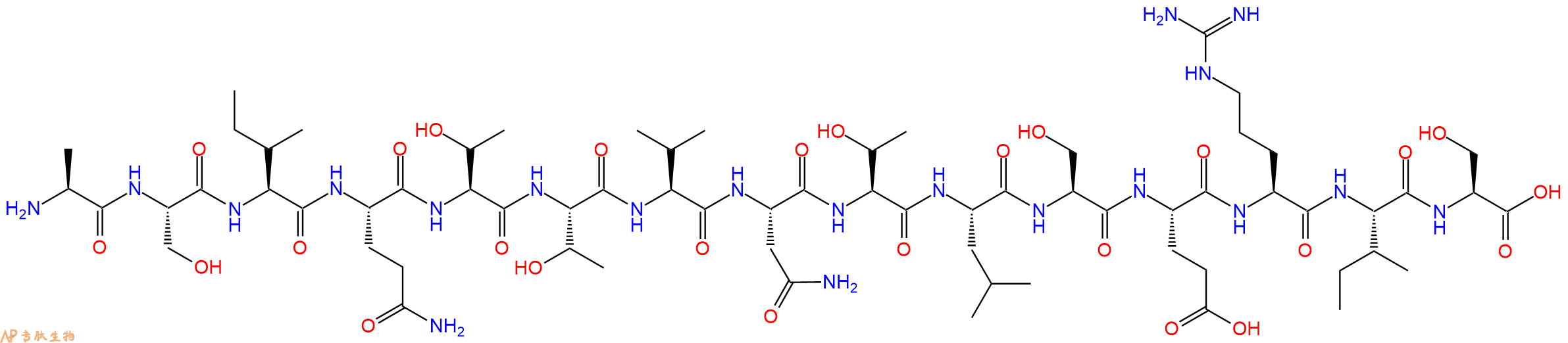 专肽生物产品H2N-Ala-Ser-Ile-Gln-Thr-Thr-Val-Asn-Thr-Leu-Ser-Glu-Arg-Ile-Ser-OH