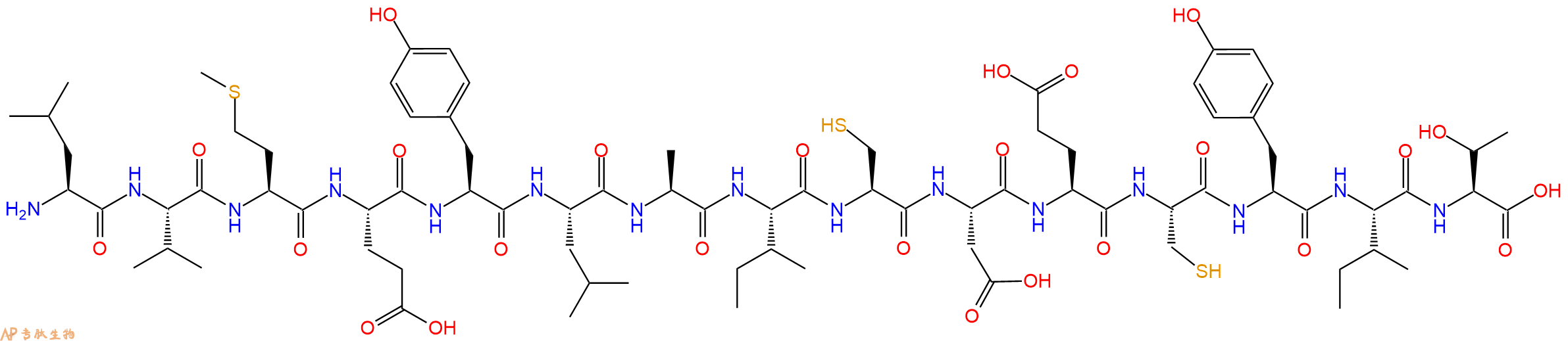 专肽生物产品H2N-Leu-Val-Met-Glu-Tyr-Leu-Ala-Ile-Cys-Asp-Glu-Cys-Tyr-Ile-Thr-OH