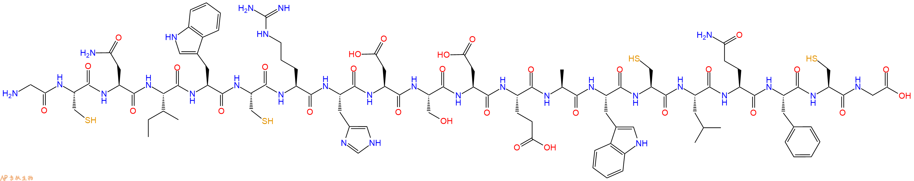 专肽生物产品H2N-Gly-Cys-Asn-Ile-Trp-Cys-Arg-His-Asp-Ser-Asp-Glu-Ala-Trp-Cys-Leu-Gln-Phe-Cys-Gly-OH