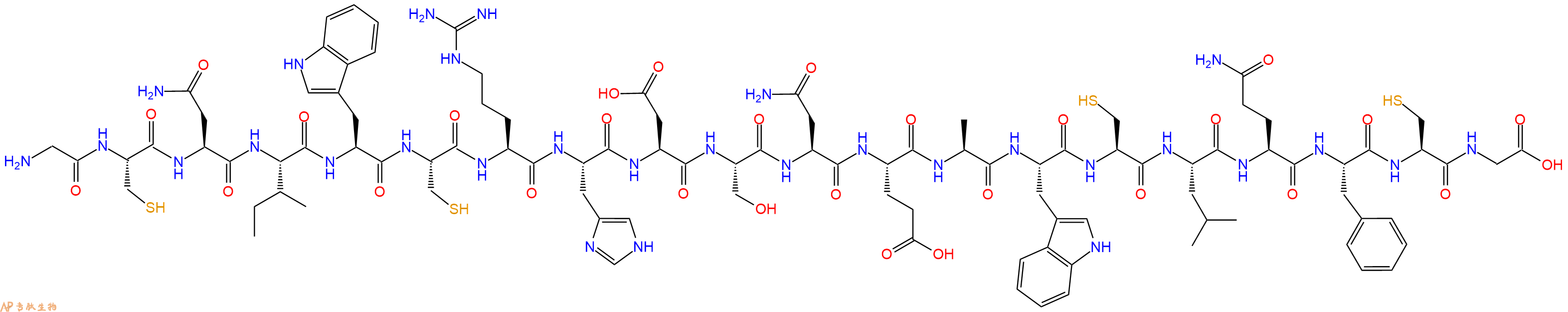 专肽生物产品H2N-Gly-Cys-Asn-Ile-Trp-Cys-Arg-His-Asp-Ser-Asn-Glu-Ala-Trp-Cys-Leu-Gln-Phe-Cys-Gly-OH