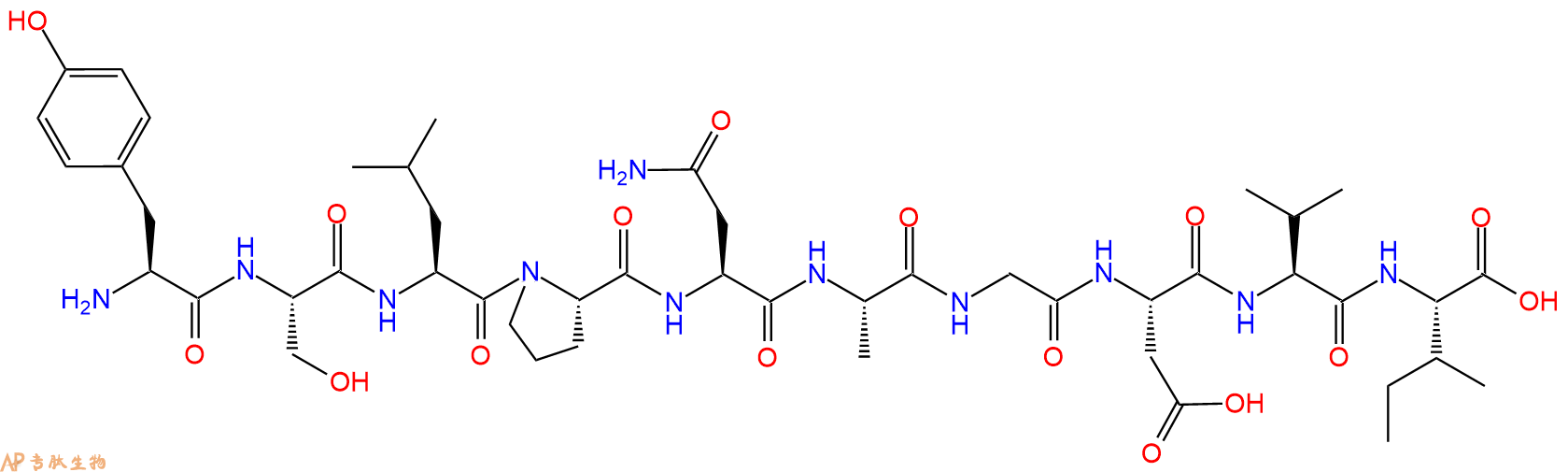 专肽生物产品H2N-Tyr-Ser-Leu-Pro-Asn-Ala-Gly-Asp-Val-Ile-OH