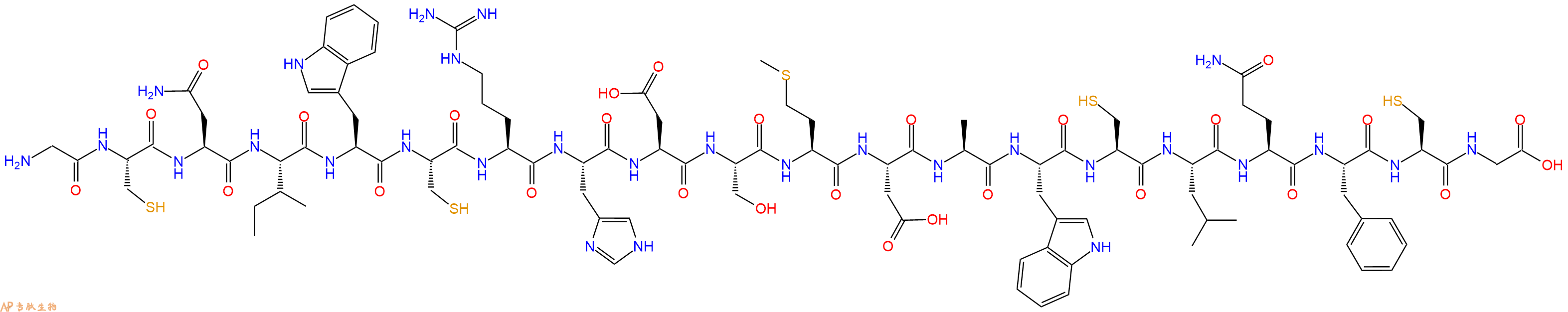 专肽生物产品H2N-Gly-Cys-Asn-Ile-Trp-Cys-Arg-His-Asp-Ser-Met-Asp-Ala-Trp-Cys-Leu-Gln-Phe-Cys-Gly-OH