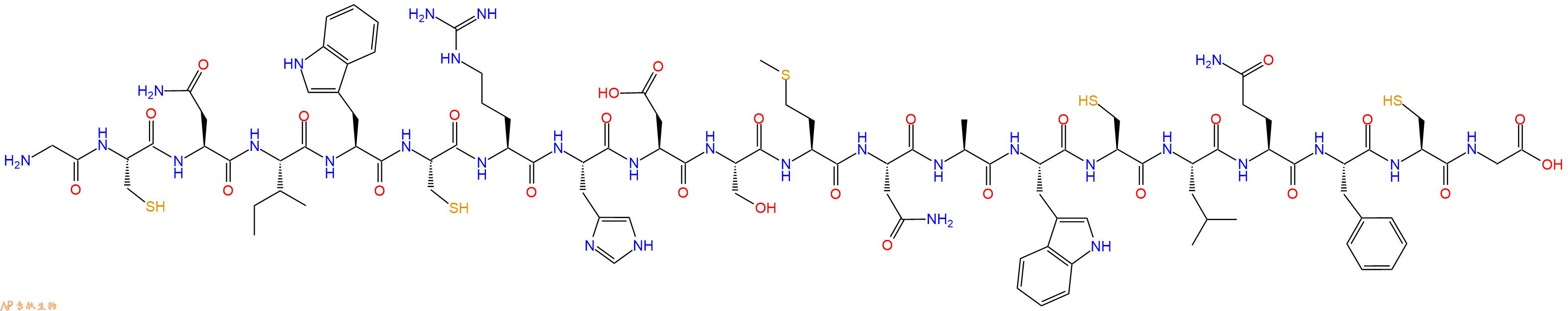专肽生物产品H2N-Gly-Cys-Asn-Ile-Trp-Cys-Arg-His-Asp-Ser-Met-Asn-Ala-Trp-Cys-Leu-Gln-Phe-Cys-Gly-OH