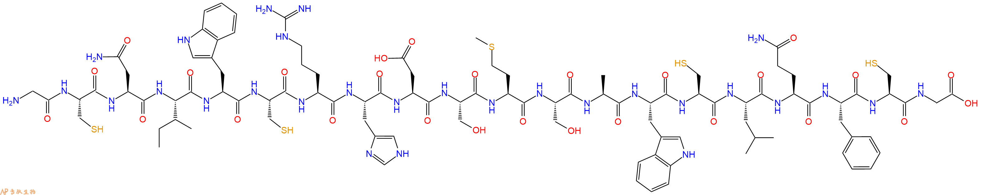 专肽生物产品H2N-Gly-Cys-Asn-Ile-Trp-Cys-Arg-His-Asp-Ser-Met-Ser-Ala-Trp-Cys-Leu-Gln-Phe-Cys-Gly-OH