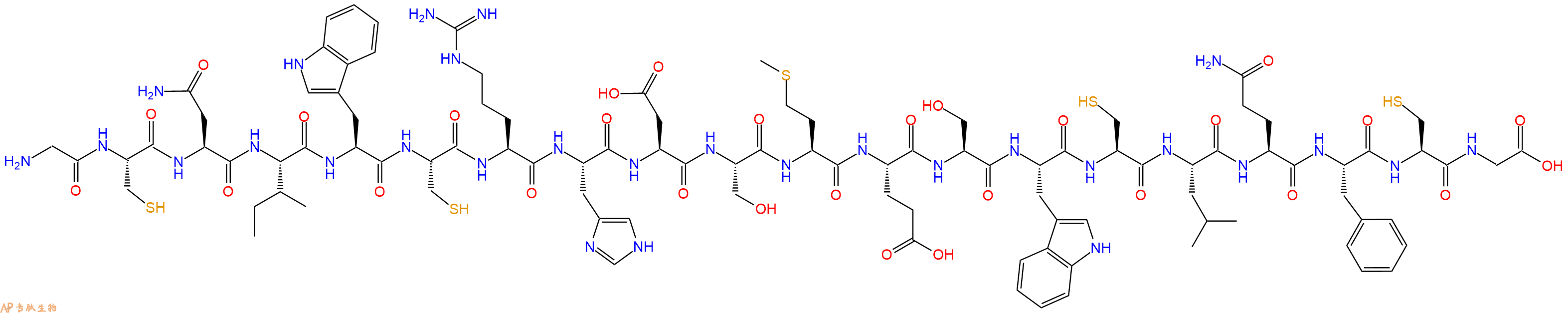 专肽生物产品H2N-Gly-Cys-Asn-Ile-Trp-Cys-Arg-His-Asp-Ser-Met-Glu-Ser-Trp-Cys-Leu-Gln-Phe-Cys-Gly-OH