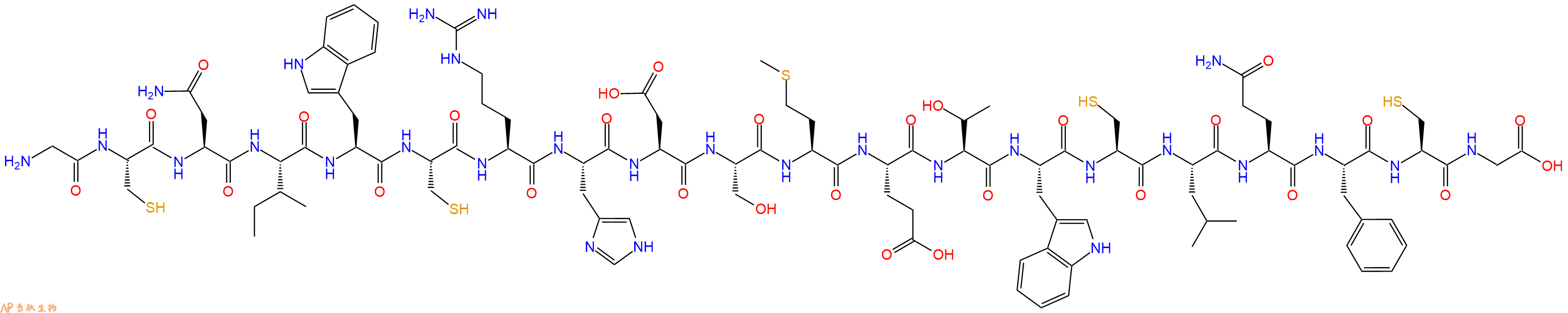专肽生物产品H2N-Gly-Cys-Asn-Ile-Trp-Cys-Arg-His-Asp-Ser-Met-Glu-Thr-Trp-Cys-Leu-Gln-Phe-Cys-Gly-OH