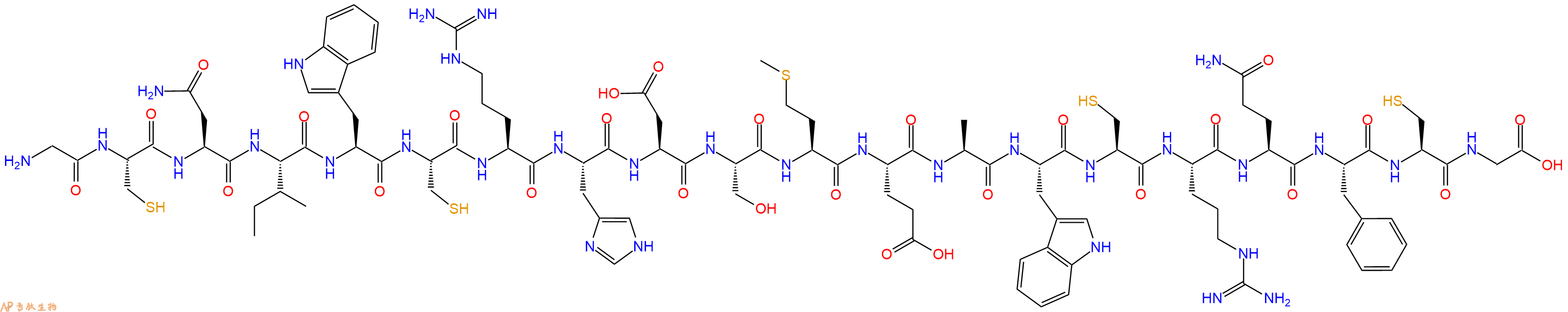 专肽生物产品H2N-Gly-Cys-Asn-Ile-Trp-Cys-Arg-His-Asp-Ser-Met-Glu-Ala-Trp-Cys-Arg-Gln-Phe-Cys-Gly-OH