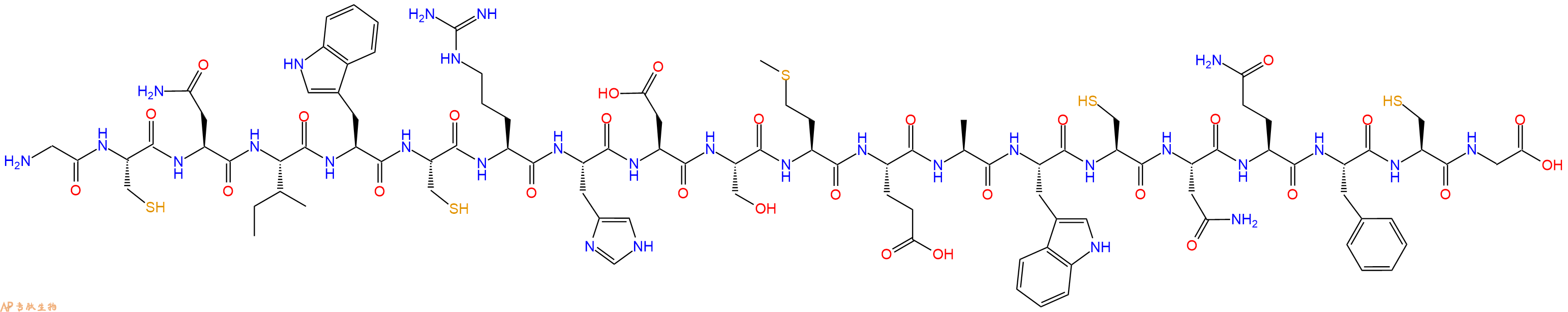 专肽生物产品H2N-Gly-Cys-Asn-Ile-Trp-Cys-Arg-His-Asp-Ser-Met-Glu-Ala-Trp-Cys-Asn-Gln-Phe-Cys-Gly-OH