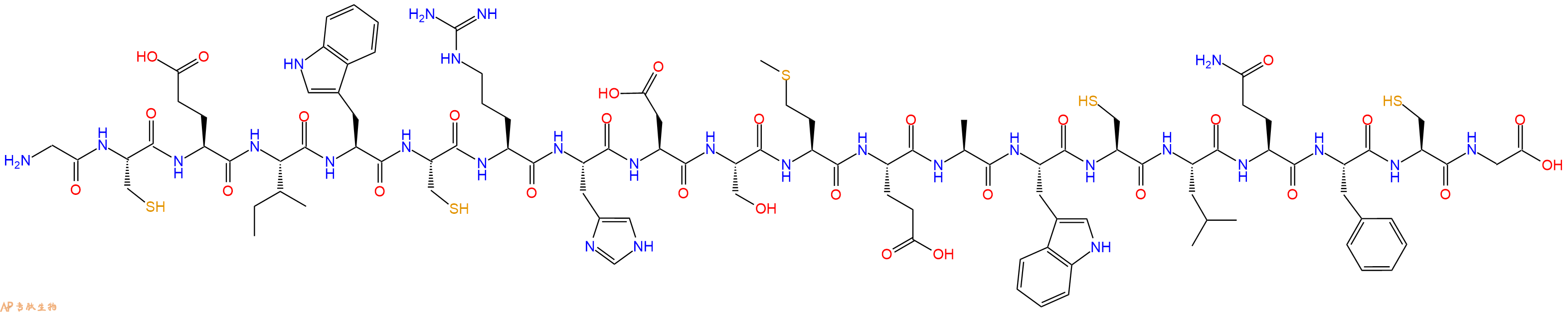 专肽生物产品H2N-Gly-Cys-Glu-Ile-Trp-Cys-Arg-His-Asp-Ser-Met-Glu-Ala-Trp-Cys-Leu-Gln-Phe-Cys-Gly-OH