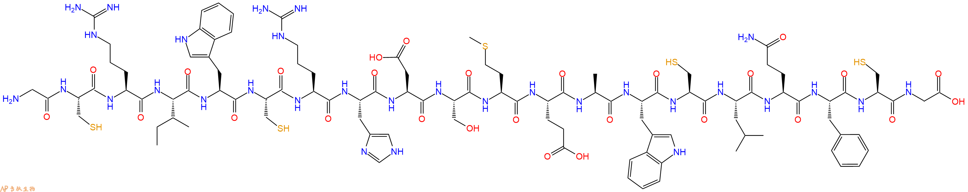 专肽生物产品H2N-Gly-Cys-Arg-Ile-Trp-Cys-Arg-His-Asp-Ser-Met-Glu-Ala-Trp-Cys-Leu-Gln-Phe-Cys-Gly-OH