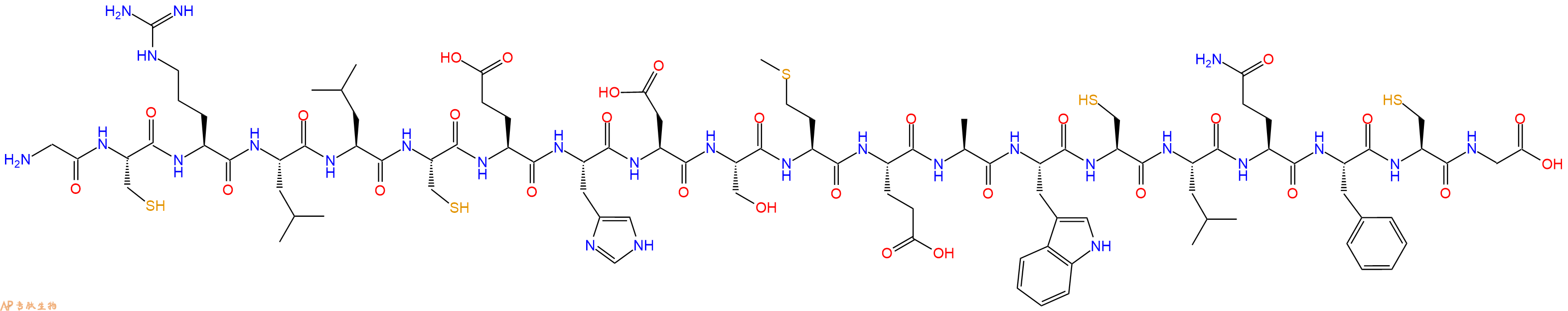 专肽生物产品H2N-Gly-Cys-Arg-Leu-Leu-Cys-Glu-His-Asp-Ser-Met-Glu-Ala-Trp-Cys-Leu-Gln-Phe-Cys-Gly-OH