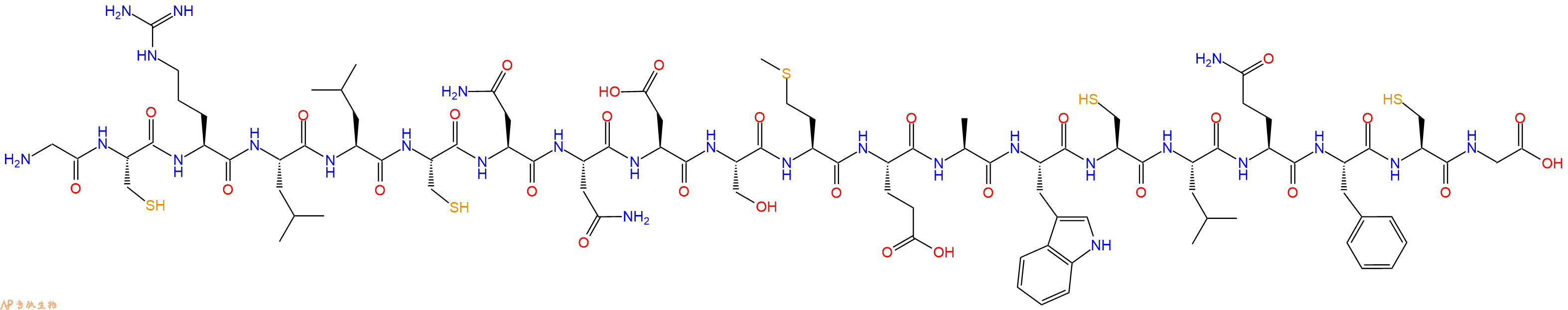 专肽生物产品H2N-Gly-Cys-Arg-Leu-Leu-Cys-Asn-Asn-Asp-Ser-Met-Glu-Ala-Trp-Cys-Leu-Gln-Phe-Cys-Gly-OH