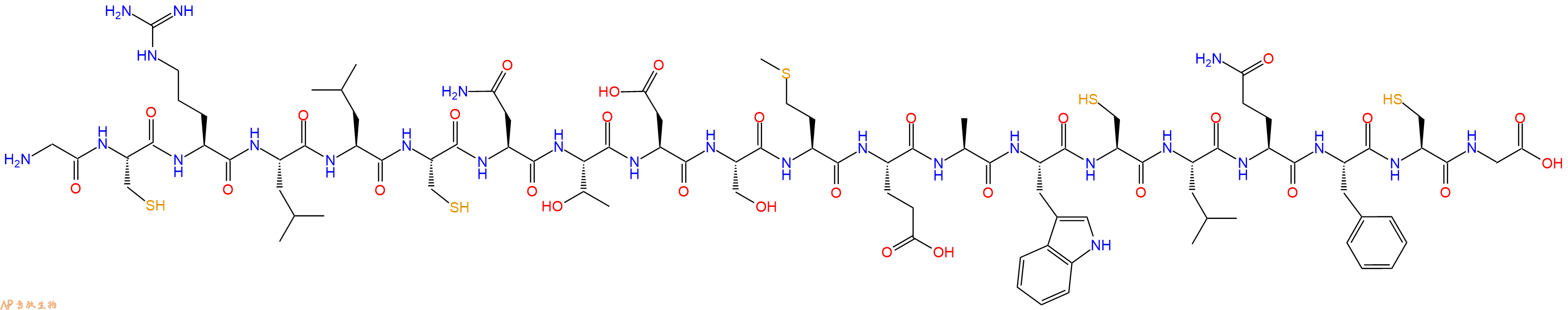 专肽生物产品H2N-Gly-Cys-Arg-Leu-Leu-Cys-Asn-Thr-Asp-Ser-Met-Glu-Ala-Trp-Cys-Leu-Gln-Phe-Cys-Gly-OH