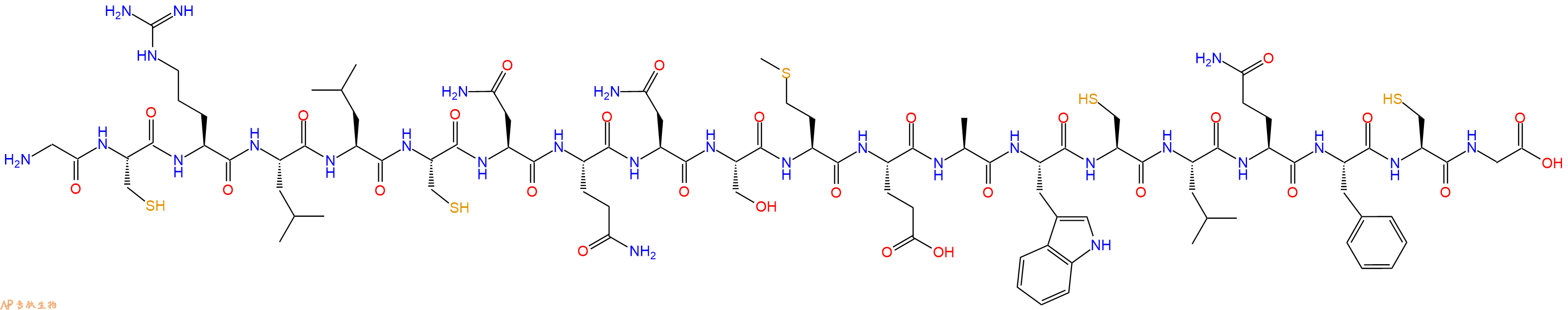 专肽生物产品H2N-Gly-Cys-Arg-Leu-Leu-Cys-Asn-Gln-Asn-Ser-Met-Glu-Ala-Trp-Cys-Leu-Gln-Phe-Cys-Gly-OH