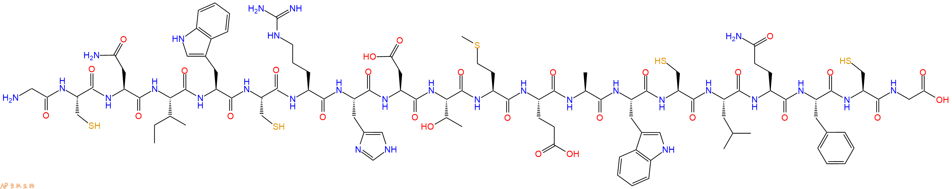 专肽生物产品H2N-Gly-Cys-Asn-Ile-Trp-Cys-Arg-His-Asp-Thr-Met-Glu-Ala-Trp-Cys-Leu-Gln-Phe-Cys-Gly-OH