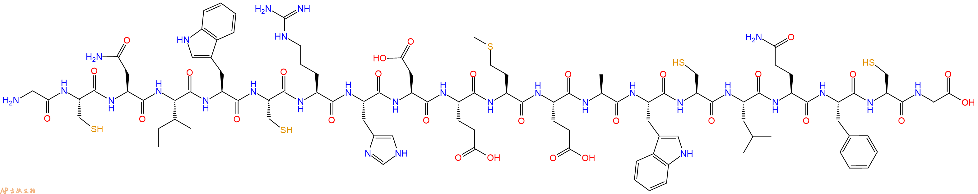 专肽生物产品H2N-Gly-Cys-Asn-Ile-Trp-Cys-Arg-His-Asp-Glu-Met-Glu-Ala-Trp-Cys-Leu-Gln-Phe-Cys-Gly-OH