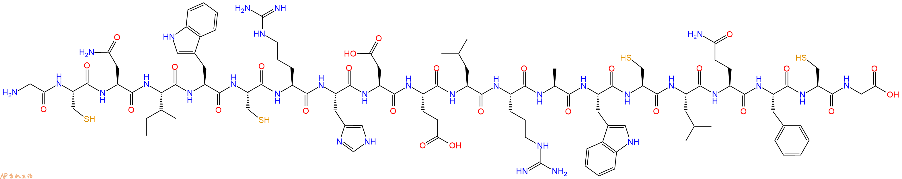 专肽生物产品H2N-Gly-Cys-Asn-Ile-Trp-Cys-Arg-His-Asp-Glu-Leu-Arg-Ala-Trp-Cys-Leu-Gln-Phe-Cys-Gly-OH
