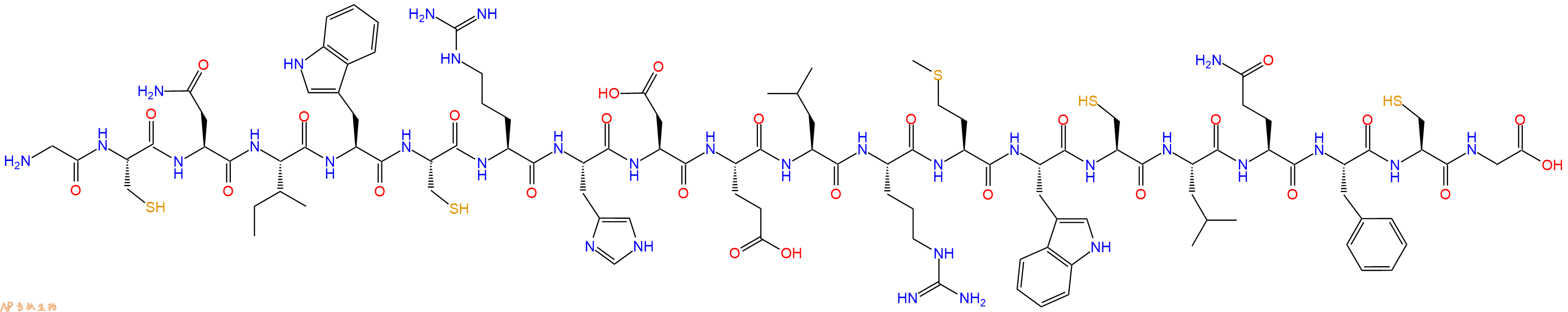 专肽生物产品H2N-Gly-Cys-Asn-Ile-Trp-Cys-Arg-His-Asp-Glu-Leu-Arg-Met-Trp-Cys-Leu-Gln-Phe-Cys-Gly-OH
