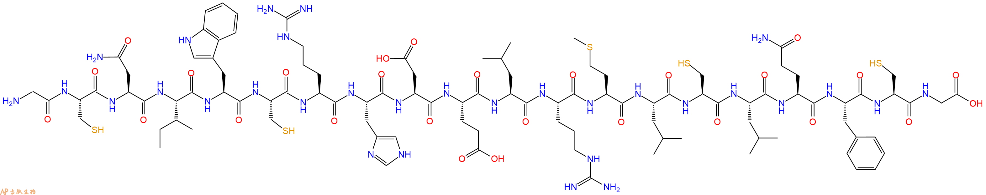 专肽生物产品H2N-Gly-Cys-Asn-Ile-Trp-Cys-Arg-His-Asp-Glu-Leu-Arg-Met-Leu-Cys-Leu-Gln-Phe-Cys-Gly-OH