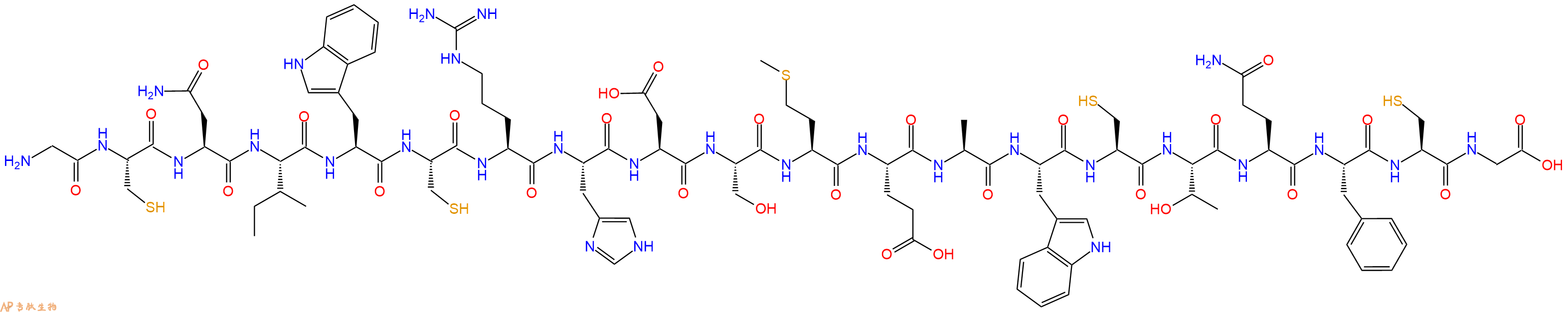 专肽生物产品H2N-Gly-Cys-Asn-Ile-Trp-Cys-Arg-His-Asp-Ser-Met-Glu-Ala-Trp-Cys-Thr-Gln-Phe-Cys-Gly-OH