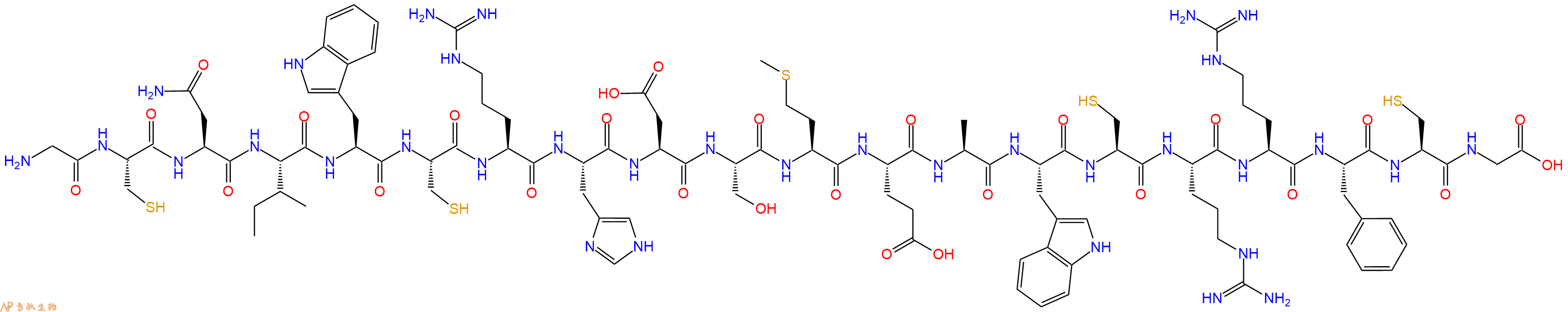 专肽生物产品H2N-Gly-Cys-Asn-Ile-Trp-Cys-Arg-His-Asp-Ser-Met-Glu-Ala-Trp-Cys-Arg-Arg-Phe-Cys-Gly-OH