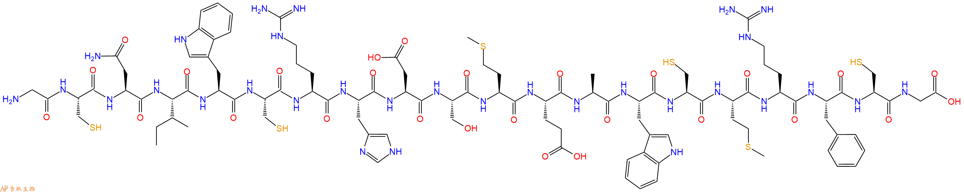 专肽生物产品H2N-Gly-Cys-Asn-Ile-Trp-Cys-Arg-His-Asp-Ser-Met-Glu-Ala-Trp-Cys-Met-Arg-Phe-Cys-Gly-OH