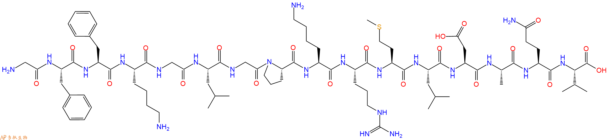 专肽生物产品H2N-Gly-Phe-Phe-Lys-Gly-Leu-Gly-Pro-Lys-Arg-Met-Leu-Asp-Ala-Gln-Val-OH