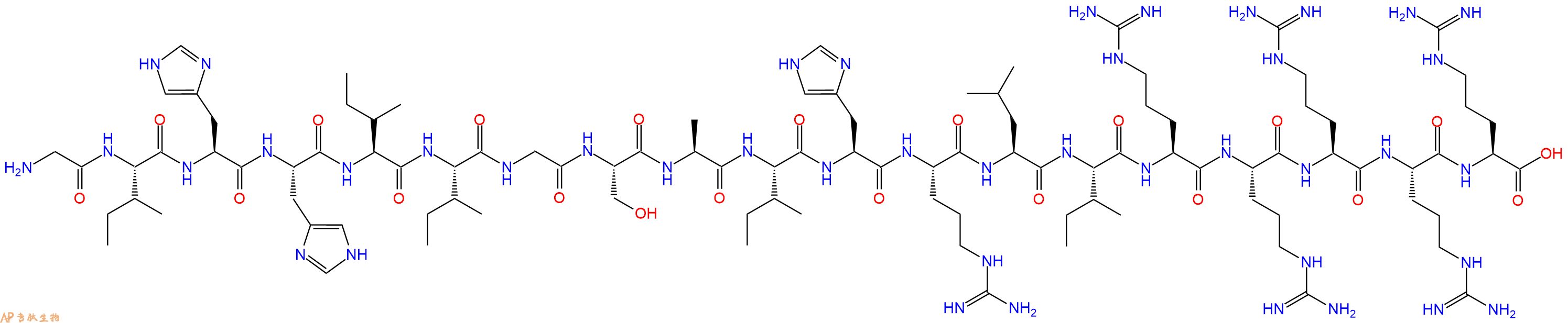 专肽生物产品H2N-Gly-Ile-His-His-Ile-Ile-Gly-Ser-Ala-Ile-His-Arg-Leu-Ile-Arg-Arg-Arg-Arg-Arg-OH